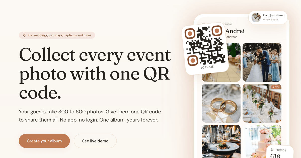 Memo — Collect Wedding & Event Photos with QR